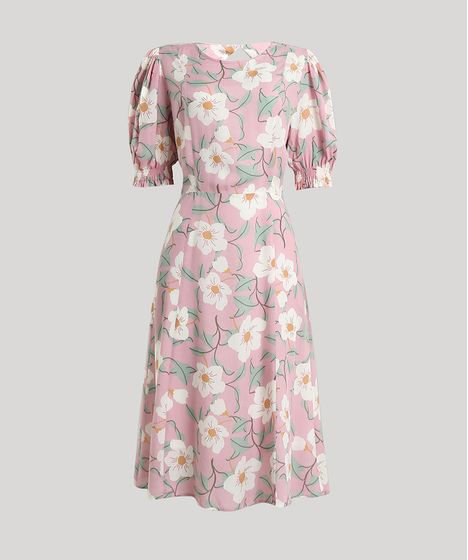 vestido midi rosa claro