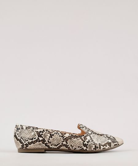 Sapatilha-Feminina-Via-Uno-All-Day-Confortavel-Bico-Fino-Estampada-Texturizada-Animal-Print-de-Cobra-Bege-9675408-Bege_1