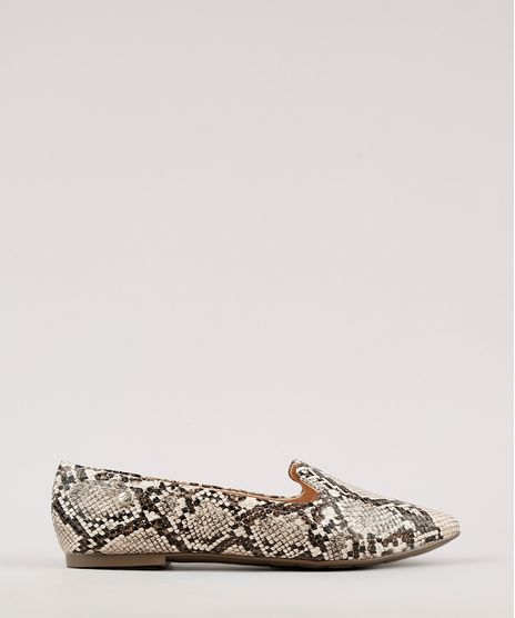 Sapatilha-Feminina-Via-Uno-All-Day-Confortavel-Bico-Fino-Estampada-Texturizada-Animal-Print-de-Cobra-Bege-9675408-Bege_1