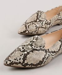 Sapatilha-Feminina-Via-Uno-All-Day-Confortavel-Bico-Fino-Estampada-Texturizada-Animal-Print-de-Cobra-Bege-9675408-Bege_2