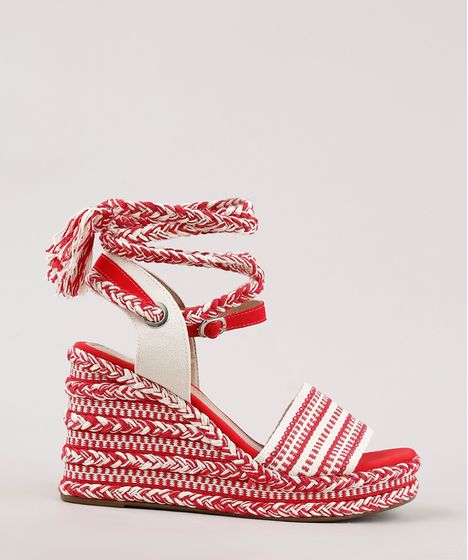 sandalia de corda vermelha