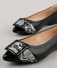 Sapatilha-Feminina-Via-Uno-All-Day-Confortavel-Bico-Fino-com-Recorte-Animal-Print-Preta-9675410-Preto_2