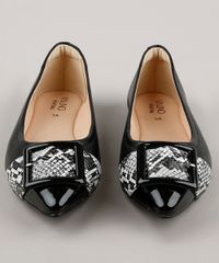 Sapatilha-Feminina-Via-Uno-All-Day-Confortavel-Bico-Fino-com-Recorte-Animal-Print-Preta-9675410-Preto_4
