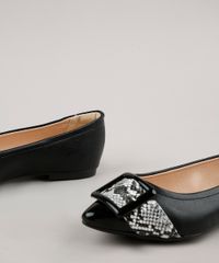 Sapatilha-Feminina-Via-Uno-All-Day-Confortavel-Bico-Fino-com-Recorte-Animal-Print-Preta-9675410-Preto_5