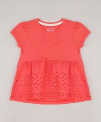 Blusa-Infantil-com-Laise-Manga-Curta-Coral-9333397-Coral_1