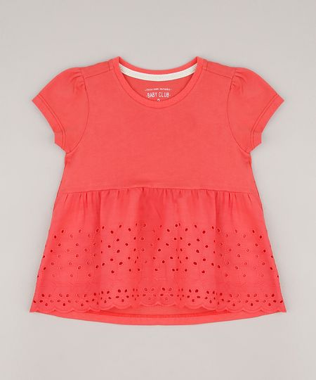 Blusa-Infantil-com-Laise-Manga-Curta-Coral-9333397-Coral_1