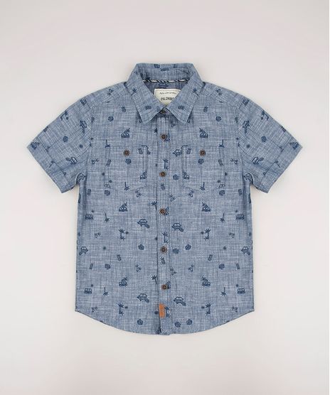 Camisa-Jeans-Infantil-Estampada-Mini-Print-Carros-com-Bolsos-Manga-Curta-Azul-Medio-9545253-Azul_Medio_1