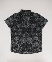Camisa-Infantil-Estampada-de-Folhagem-Manga-Curta-Preta-9660660-Preto_1