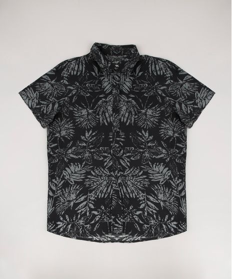 Camisa-Infantil-Estampada-de-Folhagem-Manga-Curta-Preta-9660660-Preto_1