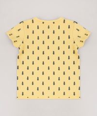 Camiseta-Infantil-Estampada-de-Abacaxis-em-Piquet-Manga-Curta-Gola-Portuguesa-Amarela-9725978-Amarelo_2