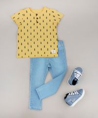 Camiseta-Infantil-Estampada-de-Abacaxis-em-Piquet-Manga-Curta-Gola-Portuguesa-Amarela-9725978-Amarelo_3