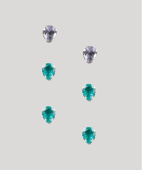 Kit-de-3-Brincos-Femininos-Folheados-de-Gota-em-Zirconia-Prateado-9662416-Prateado_1