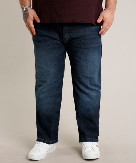 Calca-Jeans-Masculina-Plus-Size-Reta-com-Bolsos-Azul-Escuro-9693980-Azul_Escuro_1