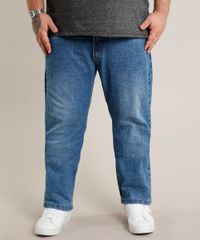 Calca-Jeans-Masculina-Plus-Size-Reta-com-Bolsos-Azul-Medio-9693981-Azul_Medio_1