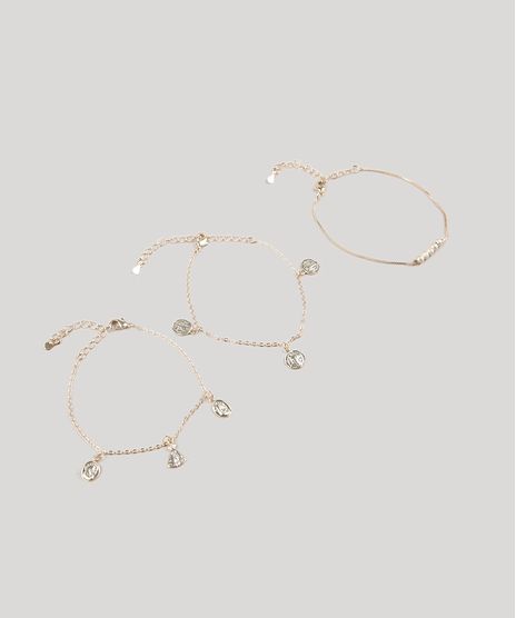 Kit-de-3-Pulseiras-Femininas-Folheadas-com-Pingentes-de-Nossa-Senhora-Dourado-9657485-Dourado_1
