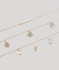 Kit-de-3-Pulseiras-Femininas-Folheadas-com-Pingentes-de-Nossa-Senhora-Dourado-9657485-Dourado_3