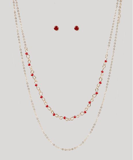 Kit-de-Brinco---Colar-Folheado-Feminino-com-Micangas-Dourado-9662423-Dourado_1