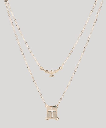 Colar-Feminino-Folheado-Duplo-com-Pingente-de-Cruz-e-Espirito-Santo-Dourado-9657452-Dourado_1 Colar-Feminino-Folheado-Duplo-com-Pingente-de-Cruz-e-Espirito-Santo-Dourado-9657452-Dourado_1