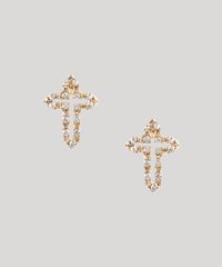Brinco-Feminino-Folheado-Cruz-com-Strass-Dourado-9657446-Dourado_1