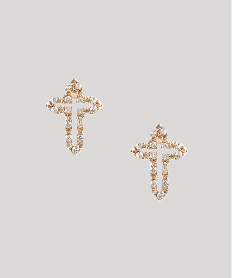 Brinco-Feminino-Folheado-Cruz-com-Strass-Dourado-9657446-Dourado_1