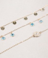 Kit-de-3-Pulseiras-Femininas-Folheadas-com-Pingentes-de-Amuletos-Dourado-9657453-Dourado_3