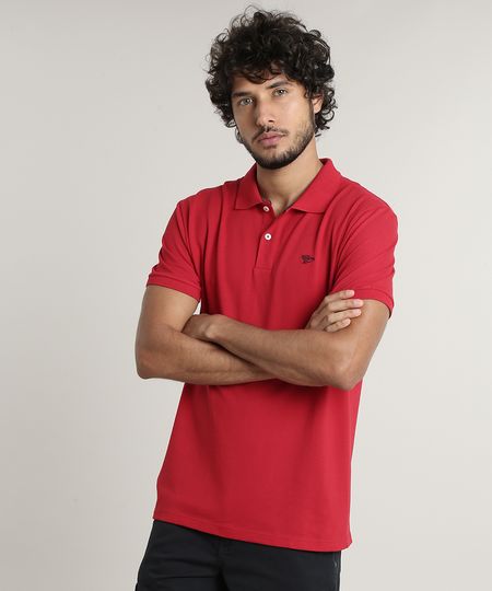 Polo-Masculina-Basica-em-Piquet-Manga-Curta-Vermelha-8553376-Vermelho_1