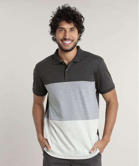 Polo-Masculina-Comfort-Fit-com-Recortes-Manga-Curta-Chumbo-9642762-Chumbo_1