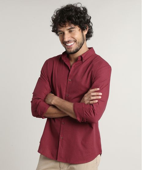 Camisa-Masculina-Comfort-Fit-Estampada-Xadrez-Manga-Longa--Vermelha-9523415-Vermelho_1