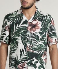 Camisa-Masculina-Tradicional-Estampada-Tropical-Manga-Curta-Bege-Claro-9639680-Bege_Claro_4