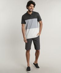 Bermuda-Masculina-Reta-Estampada-Mini-Print-de-Folhagem-Chumbo-9693169-Chumbo_3