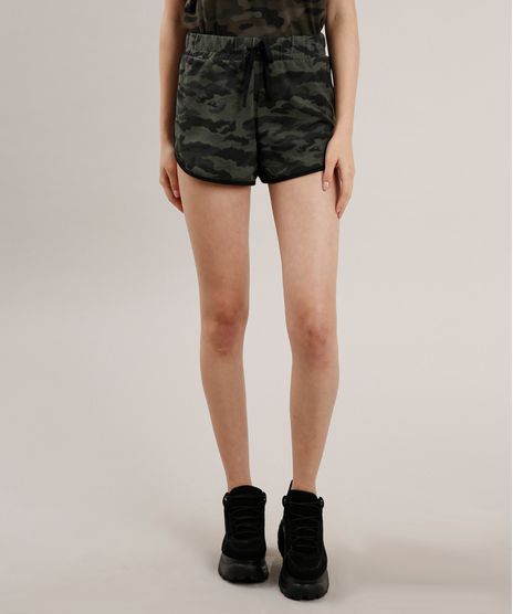 Short-Feminino-Running-Estampado-Camuflado-em-Moletom-Verde-Militar-9767320-Verde_Militar_1
