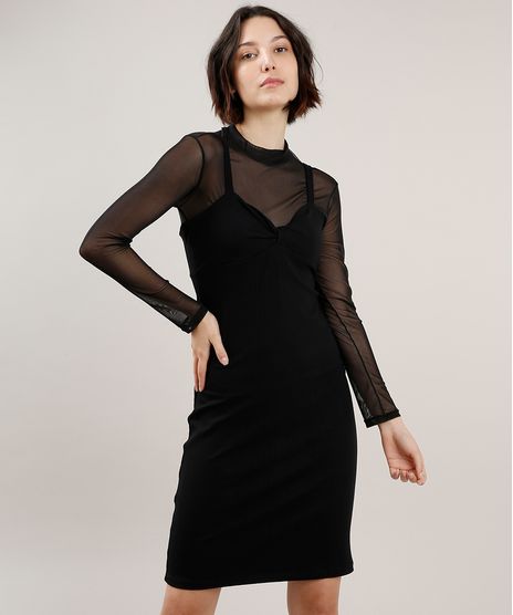 Vestido-Feminino-Curto-Canelado-com-No-Alca-Fina-Preto-9700806-Preto_1