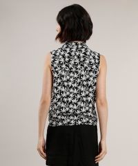 Camisa-Feminina-Estampada-de-Coqueiros-com-Bolso-e-No-Sem-Manga-Preta-9626993-Preto_2