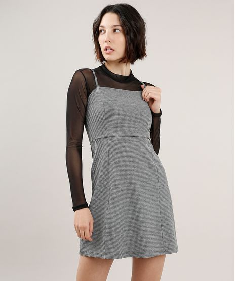 Vestido-Feminino-Curto-Estampado-Xadrez-Alca-Fina-Preto-9706295-Preto_1