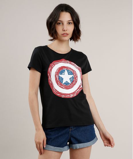 Blusa-Feminina-Capitao-America-Manga-Curta-Decote-Redondo-Preta-9328865-Preto_1