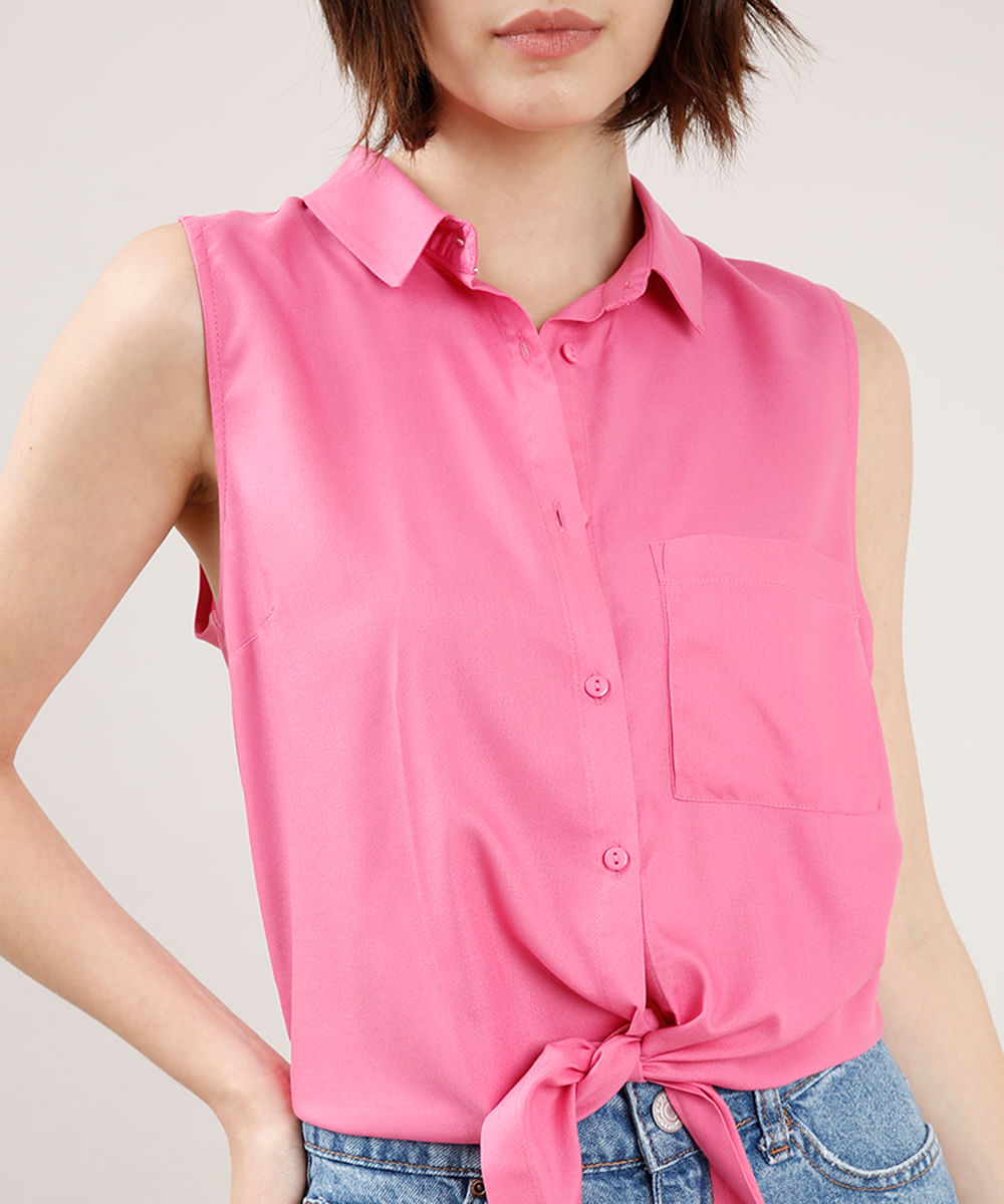 camisa jeans rosa feminina