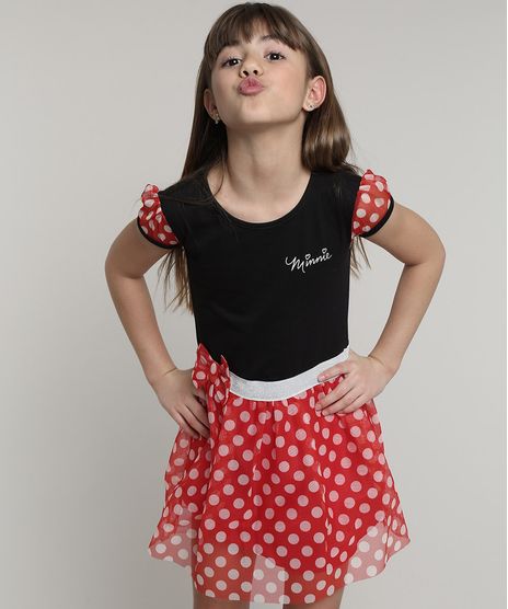 Vestido-Infantil-Minnie-com-Tule-Estampado-de-Poa-Manga-Curta-Preto-9680225-Preto_1