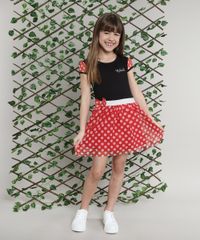 Vestido-Infantil-Minnie-com-Tule-Estampado-de-Poa-Manga-Curta-Preto-9680225-Preto_2