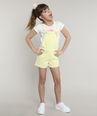 Jardineira-de-Sarja-Infantil-com-Bolsos-e-Barra-Desfiada-Amarela-Neon-9695710-Amarelo_Neon_3