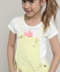 Jardineira-de-Sarja-Infantil-com-Bolsos-e-Barra-Desfiada-Amarela-Neon-9695710-Amarelo_Neon_5