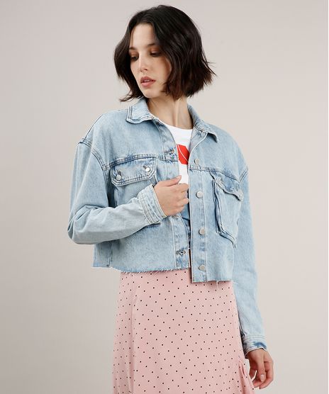 Jaqueta-Jeans-Feminina-Cropped-com-Bolsos-Azul-Claro-9666377-Azul_Claro_1