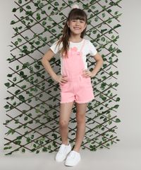 Jardineira-de-Sarja-Infantil-com-Bolsos-e-Barra-Desfiada-Rosa-Neon-9695711-Rosa_Neon_2