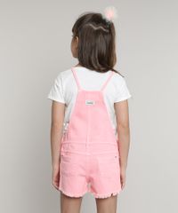 Jardineira-de-Sarja-Infantil-com-Bolsos-e-Barra-Desfiada-Rosa-Neon-9695711-Rosa_Neon_4