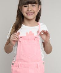 Jardineira-de-Sarja-Infantil-com-Bolsos-e-Barra-Desfiada-Rosa-Neon-9695711-Rosa_Neon_5