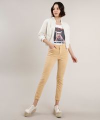 Calca-de-Sarja-Feminina-Skinny-Cintura-Alta-Amarela-9762679-Amarelo_3