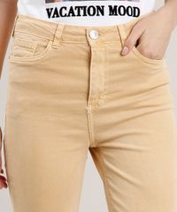 Calca-de-Sarja-Feminina-Skinny-Cintura-Alta-Amarela-9762679-Amarelo_4