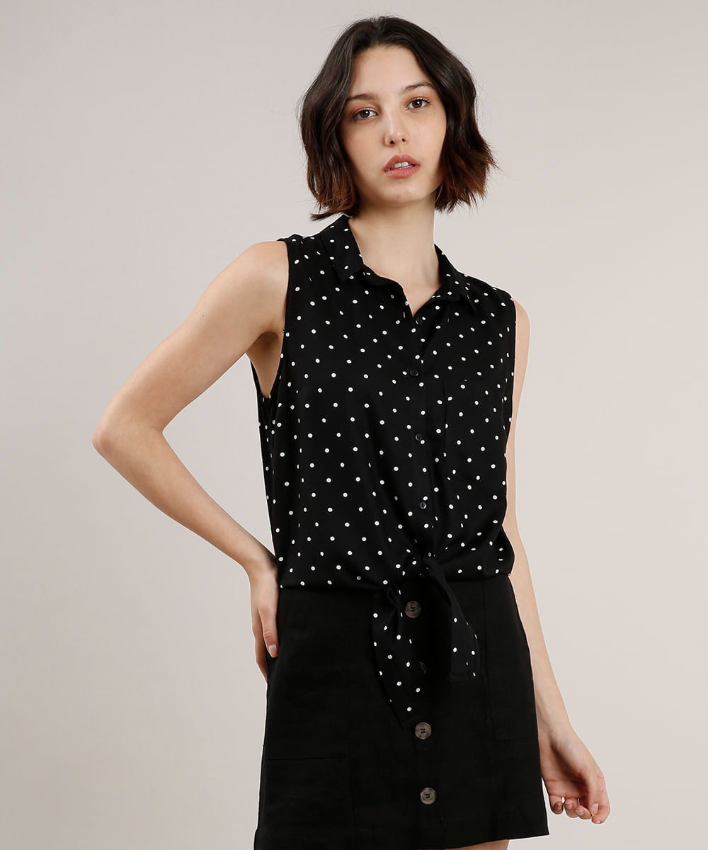 camisa feminina poá