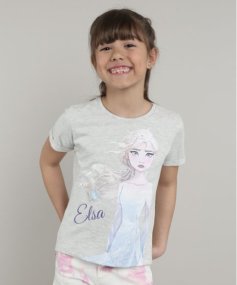 Blusa-Infantil-Elsa-Frozen-com-Glitter-Manga-Curta--Cinza-Mescla-Claro-9680982-Cinza_Mescla_Claro_1