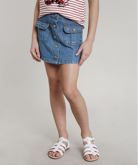Saia-Jeans-Infantil-com-Botoes-e-Bolsos-Azul-Claro-9654557-Azul_Claro_1