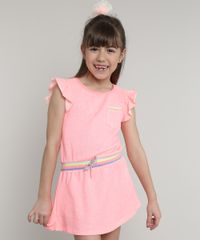 Vestido-Infantil-com-Bolso-e-Cordao-Manga-Curta-Rosa-Neon-9580646-Rosa_Neon_1